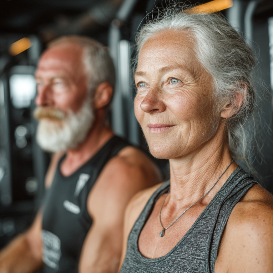 Активні люди старшого віку на тренуванні